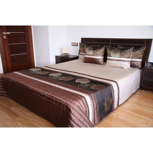 Luxusní přehozy na postel ve světle hnědé barvě s proužky a kytičkami Šířka: 170 cm | Délka: 210 cm 2ks 50x60 cm (standard zdarma) Hnedá Kvetový vzor