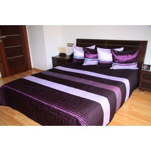 Luxusní přehozy na postel ve fialové barvě s pásky Pruhovaný vzor Šířka: 260 cm | Délka: 240 cm (+ 16,00 €) + 2ks 50x60 cm se vzorem (navíc k standardním polštářem) + 7,90 € Fialová