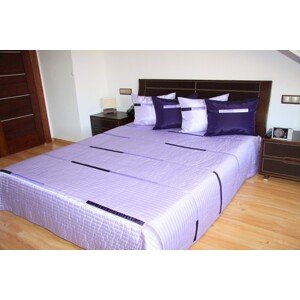 Luxusní přehozy na postel ve fialové barvě Pruhovaný vzor Šířka: 170 cm | Délka: 230 cm (+ 2,00 €) + 2ks 50x60 cm se vzorem (navíc k standardním polštářem) + 7,90 € Fialová