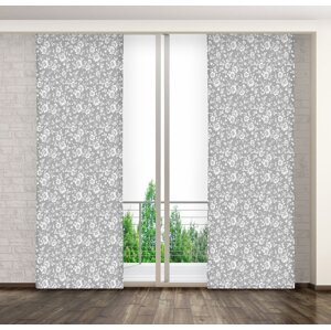 Panelový béžový závěs se vzorem bílých květin Délka: 250 cm