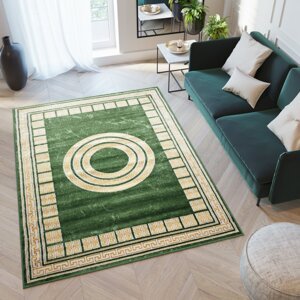 Zajímavý zelený koberec s geometrickými vzory Šířka: 80 cm | Délka: 150 cm