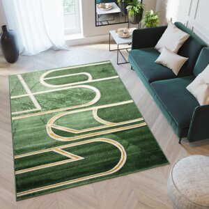 Originální moderní zelený koberec se zlatým vzorem Šířka: 120 cm | Délka: 170 cm