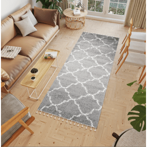 Hustý šedý vzorovaný běhoun Šířka: 100 cm | Délka: 200 cm