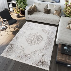 Světle krémově šedý vintage designový koberec se vzory Šířka: 200 cm | Délka: 300 cm