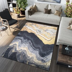Černý designový koberec s abstraktním vzorem Šířka: 160 cm | Délka: 230 cm