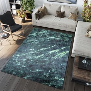 Moderní zelený koberec s mramorovým vzorem Šířka: 80 cm | Délka: 150 cm
