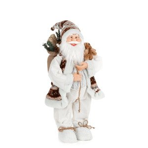Ozdobná figurka Mikuláše s hnědou kožešinou 60 cm