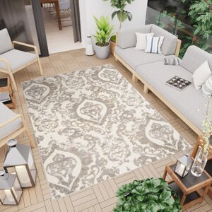 Terasový béžový koberec s ornamentem Šírka: 140 cm | Dĺžka: 200 cm