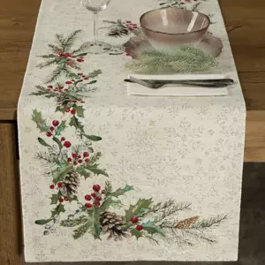 Gobelínový vánoční šátek s jehličím a šiškami Šířka: 45 cm | Délka: 140 cm