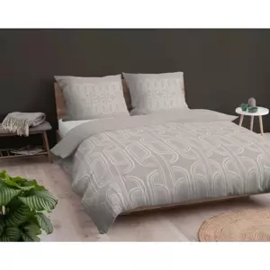Flanelové ložní povlečení - béžové s geometrickým vzorem 3 časti: 1ks 160x200 + 2ks 70x80