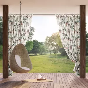 Venkovní voděodolný závěs na altán - bílý s motivem barevných listů Šírka: 155 cm | Dĺžka: 260 cm