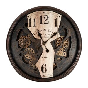 Vintage nástěnné hodiny s ozubenými koly - průmyslový design 72 cm