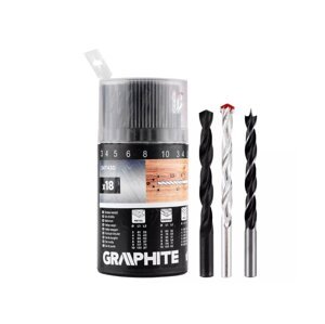Univerzální sada vrtáků GRAPHITE 54T430 – 18 kusů pro kov, dřevo a cihlu