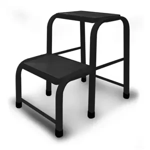 Ocelový 2stupňový schod s nosností 150 kg - černý