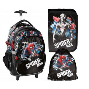 3dílná školní sada SPIDER-MAN - batoh na kolečkách + penál + taška na přezůvky