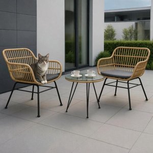 Zahradní set pro 2 osoby z technoratanu - 2 křesla + stůl