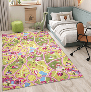 Dětský koberec FLANNEL - růžová autodráha Šířka: 140 cm | Délka: 200 cm