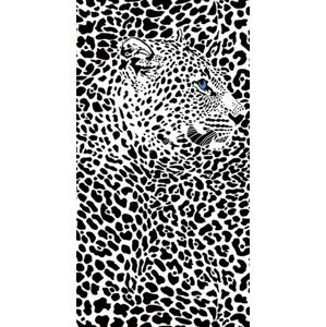 Moderní plážová osuška - bílá s leopardím motivem 100x180 cm