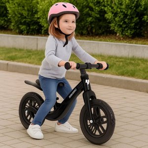 Dětské kolo KRUZZEL 12 s ramenním popruhem - černo-růžové Černá