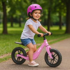 Dětské kolo KRUZZEL 12 s ramenním popruhem - černo-růžové Růžová