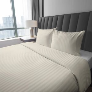 Luxusní bavlněné povlečení z béžového damašku 2 části: 1 ks 140x200 + 1 ks 70x80