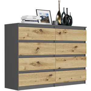 Moderní komoda s 8 zásuvkami R-140-S8 - různé barevné varianty antracit mix artisan