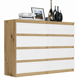 Moderní komoda s 8 zásuvkami R-140-S8 - různé barevné varianty artisan mix biela
