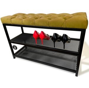 Botník s čalouněným sedákem 80 cm - více barev horčicovo žltá