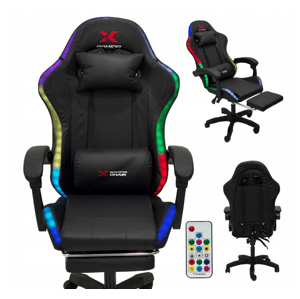 Herní židle Xgaming LED s opěrkou nohou - černá