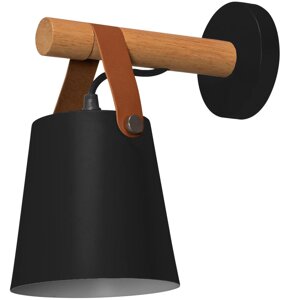 Designová nástěnná lampa ze dřeva a kovu Černá