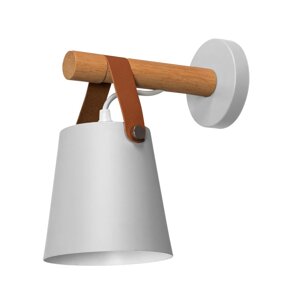 Designová nástěnná lampa ze dřeva a kovu Bílá