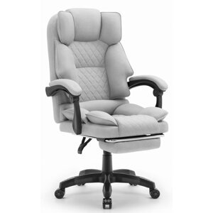 Ergonomická kancelářská židle HC-1031 s opěrkou nohou - šedá