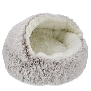 Kočičí pelíšek se stříškou - 60 cm béžová