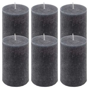 Sada rustikálních svíček, 11,5 cm,  Ø 6,8 cm, antracit, 6 ks