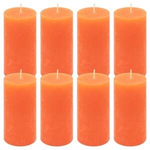 Sada rustikálních svíček, 10 cm,  Ø 5 cm, oranžová, 8 ks