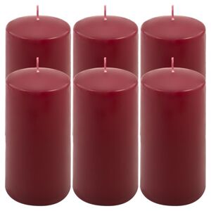 Sada sloupových svíček, 15 cm,Ø 7,5 cm, vínová, 6 ks