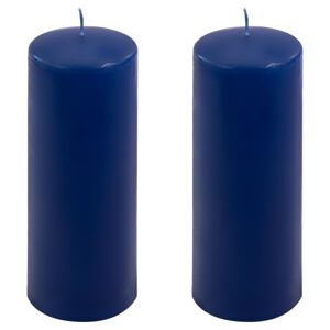 Sada sloupových svíček, 20 cm, Ø 7,5 cm, modrá, 2 ks