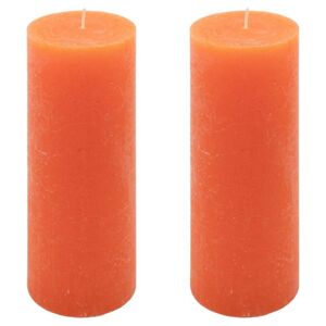 Sada rustikálních svíček, 20 cm, Ø 7,5 cm, oranžová, 2 ks