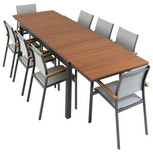 Zahradní set, rozkládací stůl a 8 stohovatelných židlí