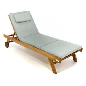 Lehátko DIVERO s polstrováním, ošetřeny teak, šedá