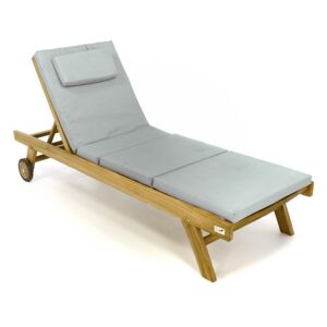 Lehátko DIVERO s polstrováním, neošetřeny teak, šedá