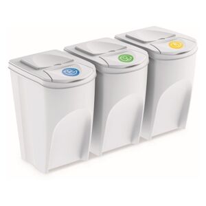 SORTIBOX Odpadkový koš Prosperplast, 3 x 35 l, bílý
