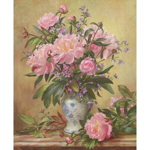 Obrazová reprodukce AB/302 Vase of Peonies and Canterbury Bells, Williams, Albert, 35 × 40 cm