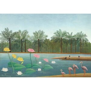 Obrazová reprodukce Flamingos, 1910, Rousseau, Henri J.F. (Le Douanier), 40 × 26.7 cm