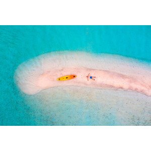 Fotografie Man relaxing on a sandbar with, Marco Bottigelli, 40 × 26.7 cm