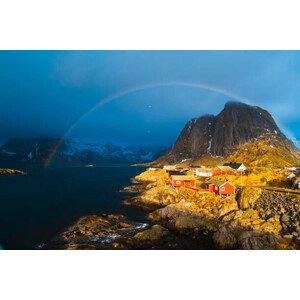 Fotografie Rainbow over Reine, Lofoten Islands, Norway, Marco Bottigelli, 40 × 26.7 cm