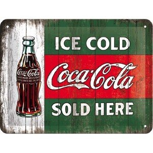 Plechová cedule Coca-Cola - Sold Here, 15 x 20 cm