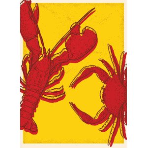 Ilustrace Seafood with lobster and crab, JDawnInk, 30x40 cm