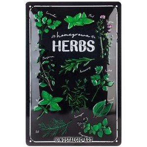 Plechová cedule Homegrown Herbs, 20 x 30 cm