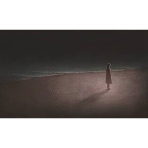 Ilustrace Woman alone with night sea, Jorm Sangsorn, 40 × 24.6 cm